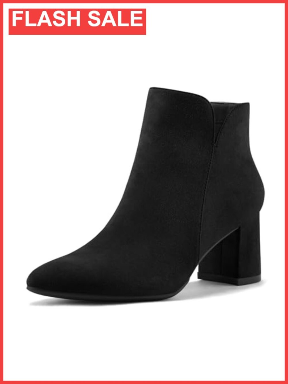 Women's Suede Ankle Boots Block Heel Pointed Toe Dressy Booties